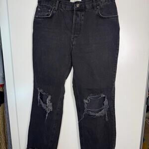 We The Free Black Ripped Jeans with Button Fly